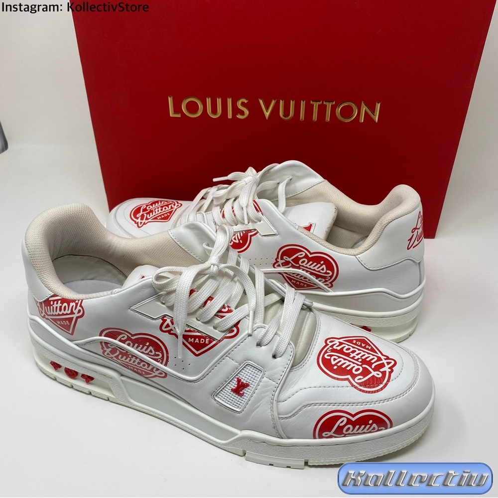 LOUIS VUITTON x Nigo White ‘Heart’ Motif Trainers Size LV10